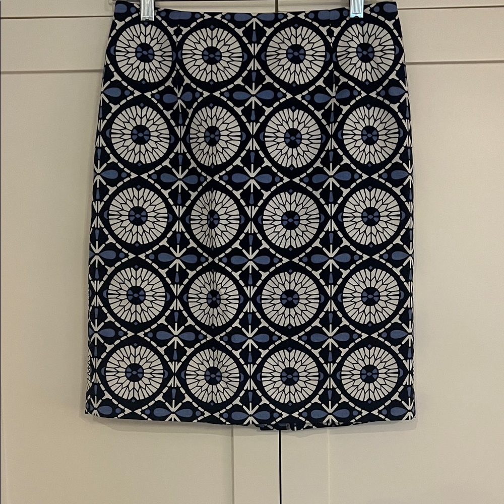Laundry By Shelli Segal Blue and Black Geometric Pencil Skirt